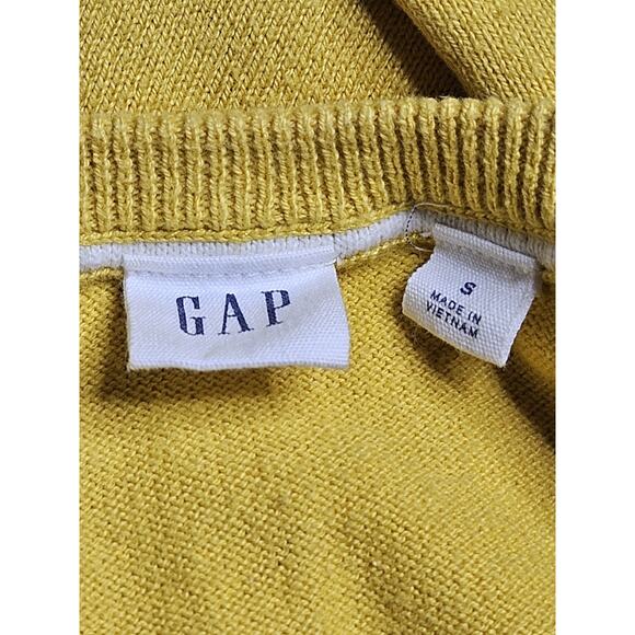 GAP Women’s Crew Neck 3/4 Sleeve 100% Cotton Yellow Sunshine Sweater Size Small - Picture 3 of 4
